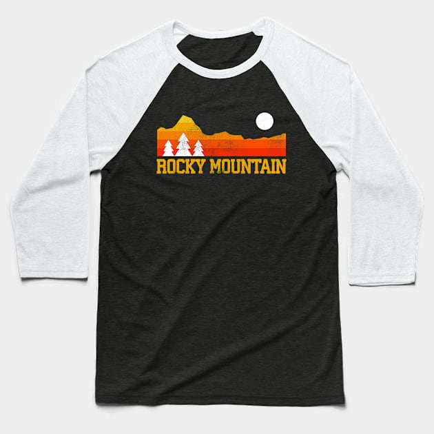 rocky mountain national park retro vintage mountains Baseball T-Shirt by hardy 